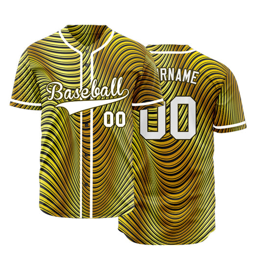 Custom Gold Wave Grain Baseball Jersey