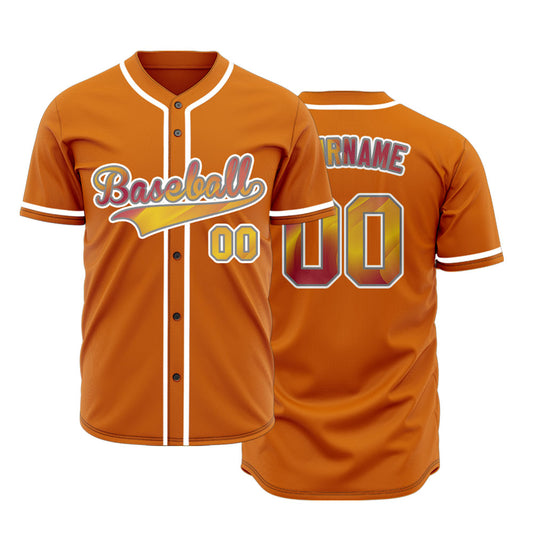 Custom Gradient Curve Orange Red Baseball Jersey