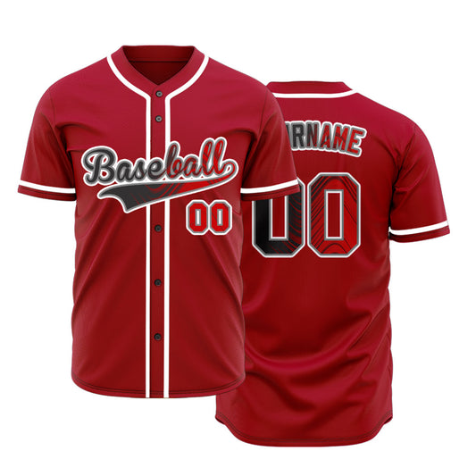 Custom Gradient Wave Black Red Baseball Jersey