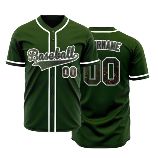 Custom Green Dark Gold Starry Sky Baseball Jersey