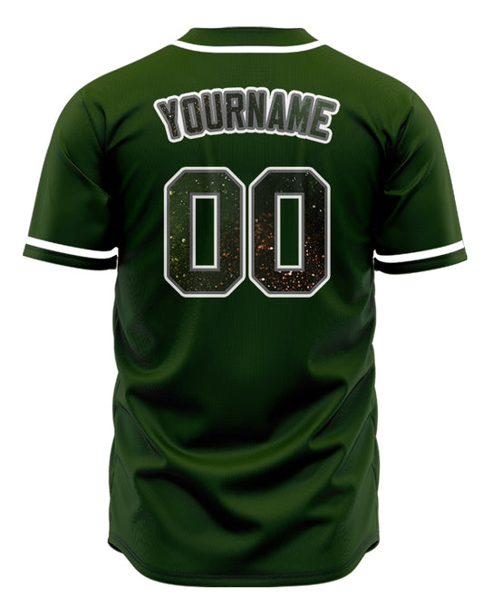 Custom Green Dark Gold Starry Sky Baseball Jersey