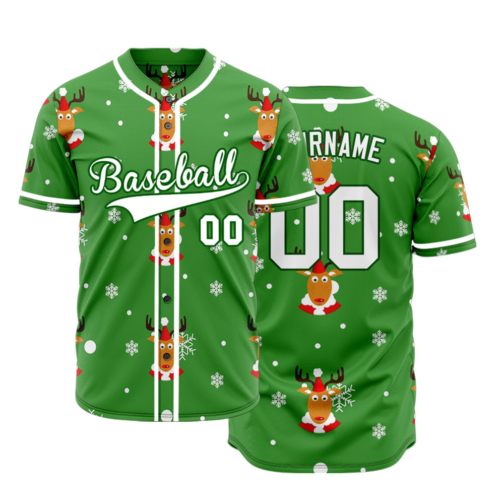 Custom Green Deer Baseball Jersey