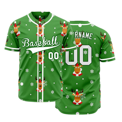 Custom Green Deer Baseball Jersey