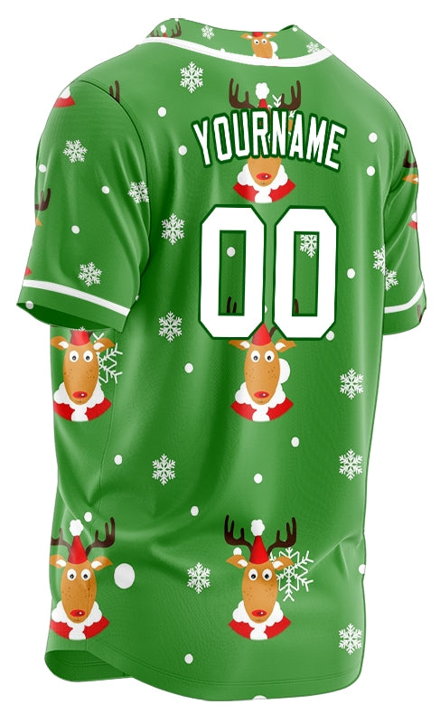 Custom Green Deer Baseball Jersey