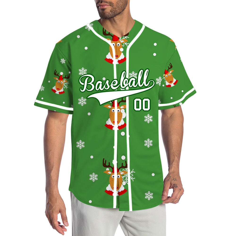 Custom Green Deer Baseball Jersey