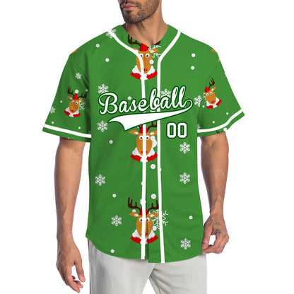 Custom Green Deer Baseball Jersey