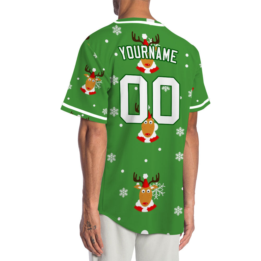 Custom Green Deer Baseball Jersey