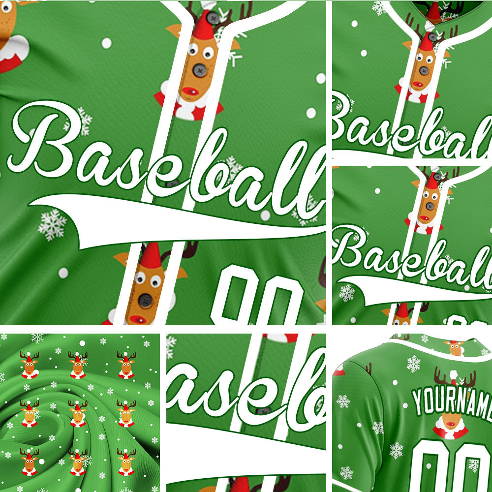 Custom Green Deer Baseball Jersey