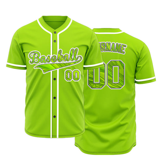 Custom Green Lines Fluorescent Yellow Baseball Jersey