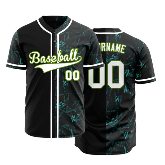 Custom Green Plant Half Baseball Jersey