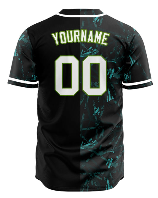 Custom Green Plant Half Baseball Jersey