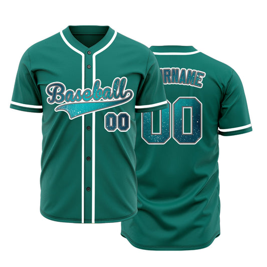 Custom Green Sky Starry Blue Baseball Jersey