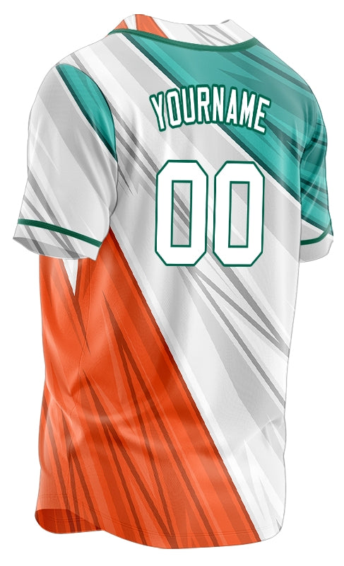 Custom Green White Orange Lines Baseball Jersey