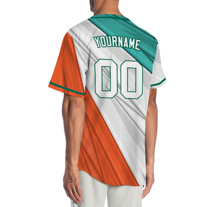 Custom Green White Orange Lines Baseball Jersey