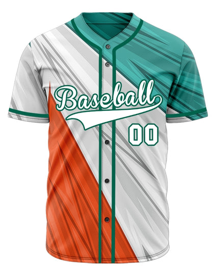 Custom Green White Orange Lines Baseball Jersey