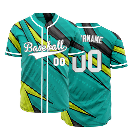 Custom Green Yellow Black Lines Baseball Jersey