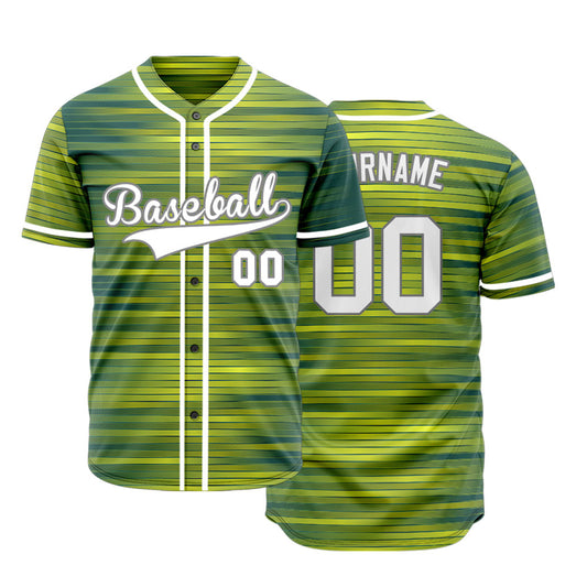 Custom Green Yellow Lines Gradient Baseball Jersey