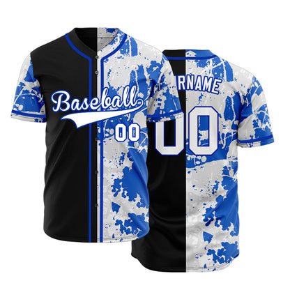 Custom Grey Blue Incomplete Veins Half Baseball Jersey