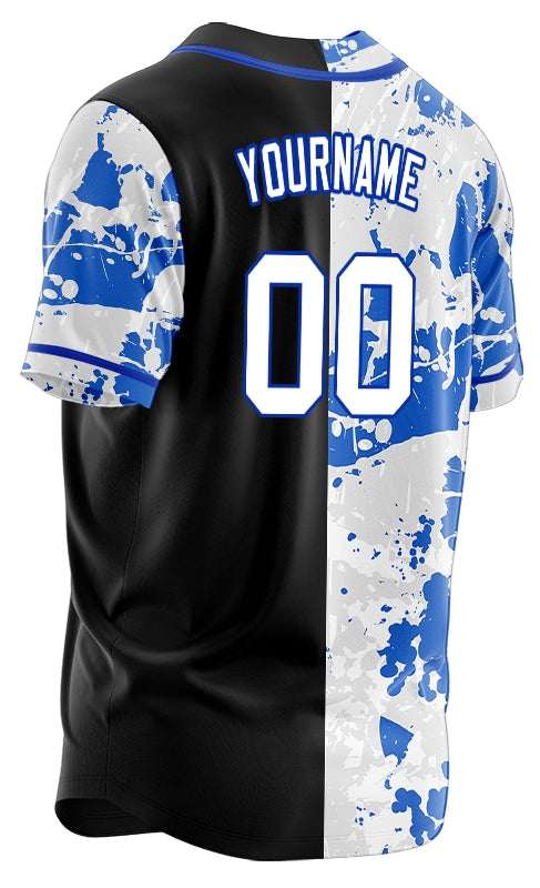 Custom Grey Blue Incomplete Veins Half Baseball Jersey