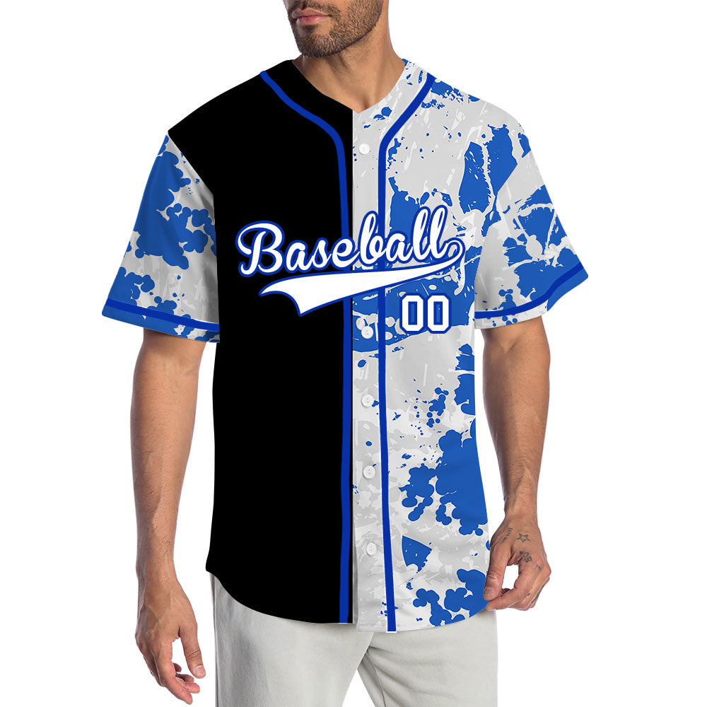 Custom Grey Blue Incomplete Veins Half Baseball Jersey