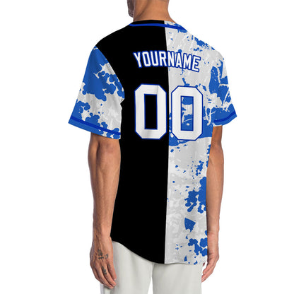 Custom Grey Blue Incomplete Veins Half Baseball Jersey