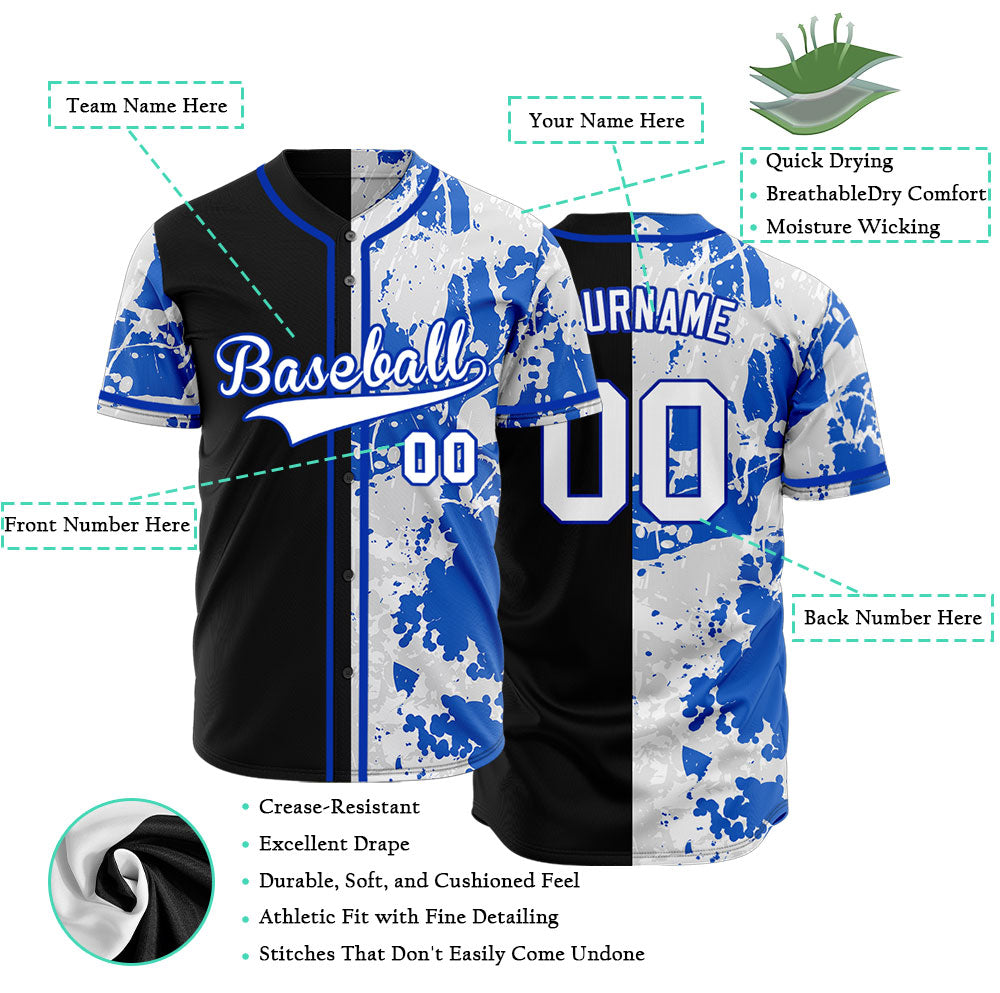 Custom Grey Blue Incomplete Veins Half Baseball Jersey