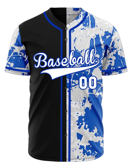 Custom Grey Blue Incomplete Veins Half Baseball Jersey