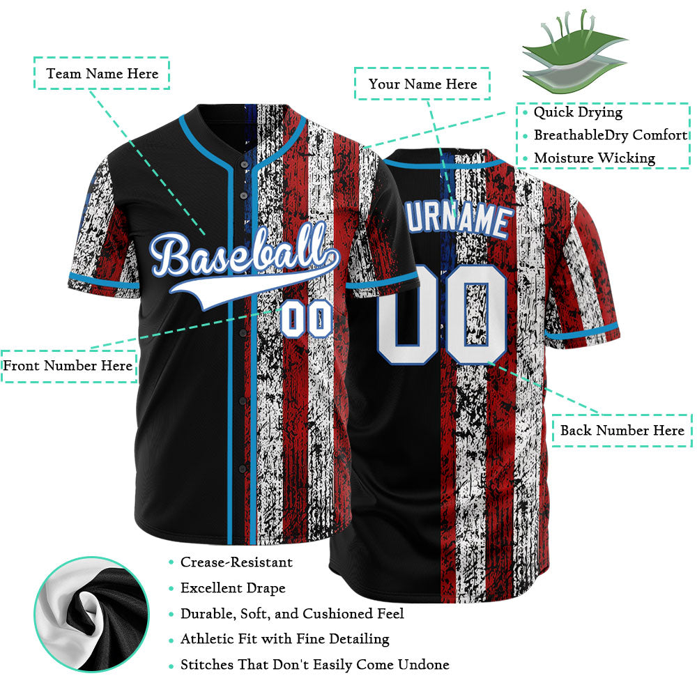 Custom Half Old Flag Baseball Jersey
