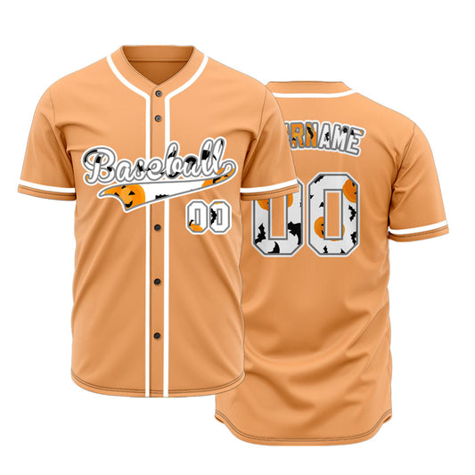 Custom Halloween Pumpkin Black Orange Baseball Jersey