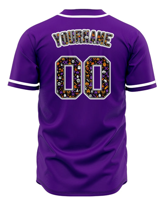 Custom Halloween Skull Grave Small White Baseball Jersey