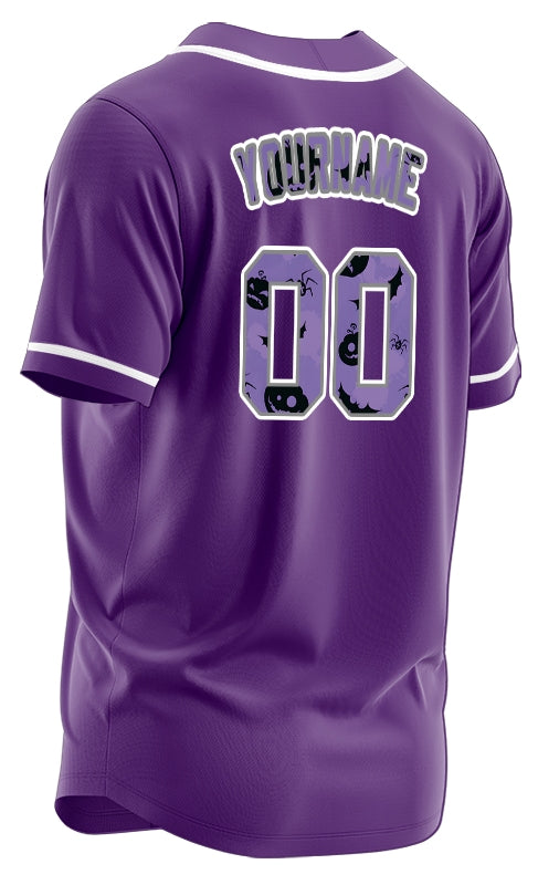Custom Halloween White Purple Pumpkin Baseball Jersey