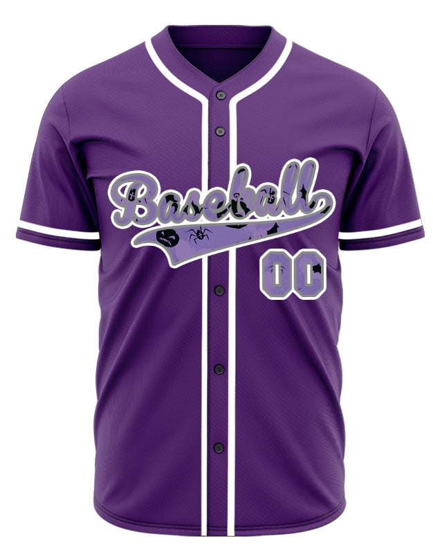 Custom Halloween White Purple Pumpkin Baseball Jersey