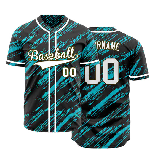 Custom Light Blue Black Slash Baseball Jersey