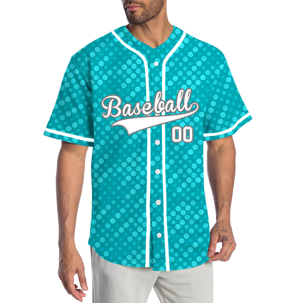 Custom Light Blue Dots Baseball Jersey