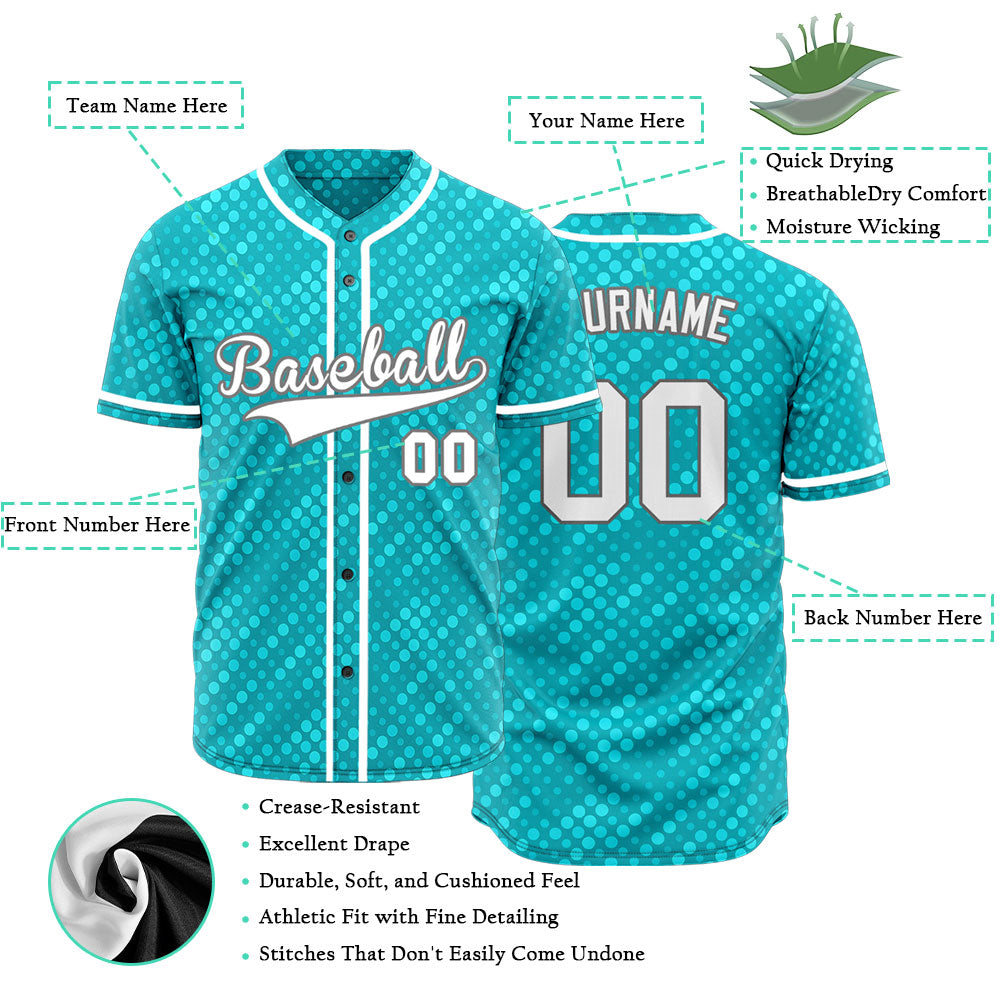 Custom Light Blue Dots Baseball Jersey