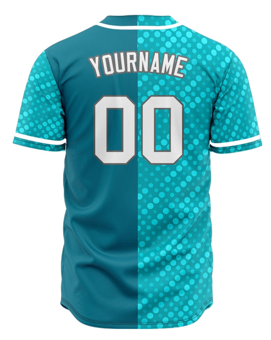 Custom Light Blue Dots Half Baseball Jersey