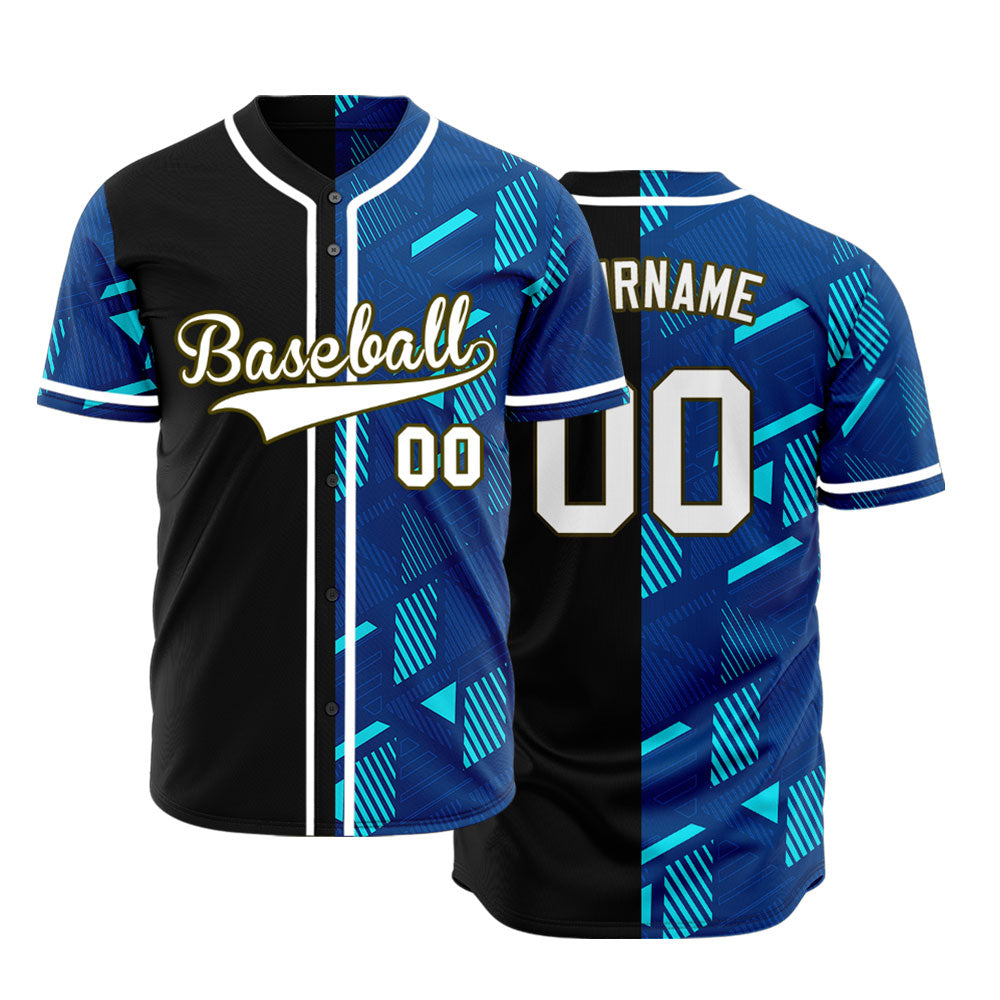 Custom Light Blue Parallelogram Half Baseball Jersey