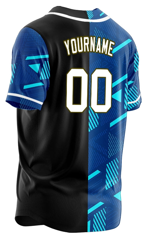 Custom Light Blue Parallelogram Half Baseball Jersey