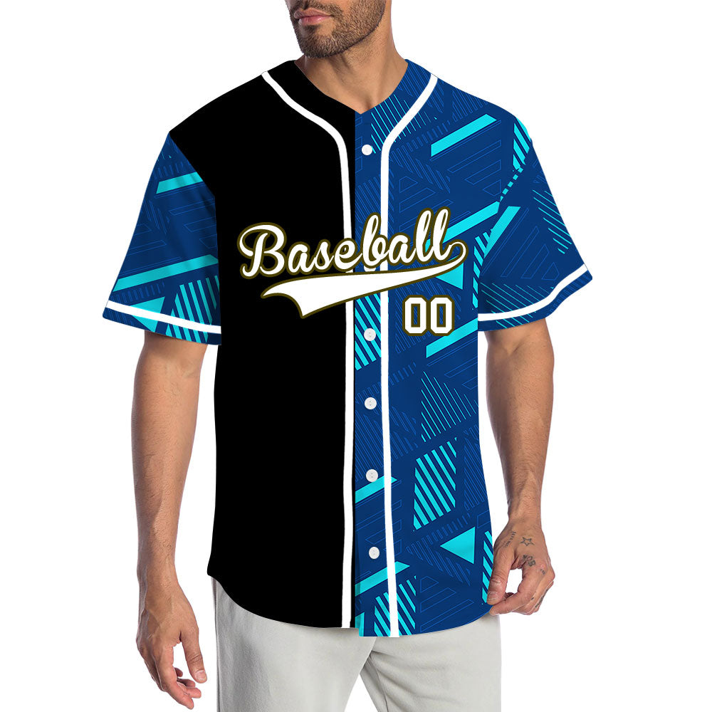 Custom Light Blue Parallelogram Half Baseball Jersey