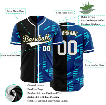Custom Light Blue Parallelogram Half Baseball Jersey