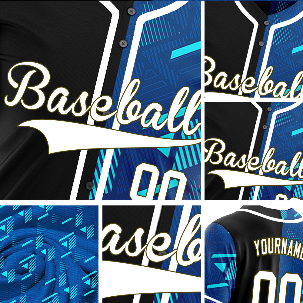 Custom Light Blue Parallelogram Half Baseball Jersey