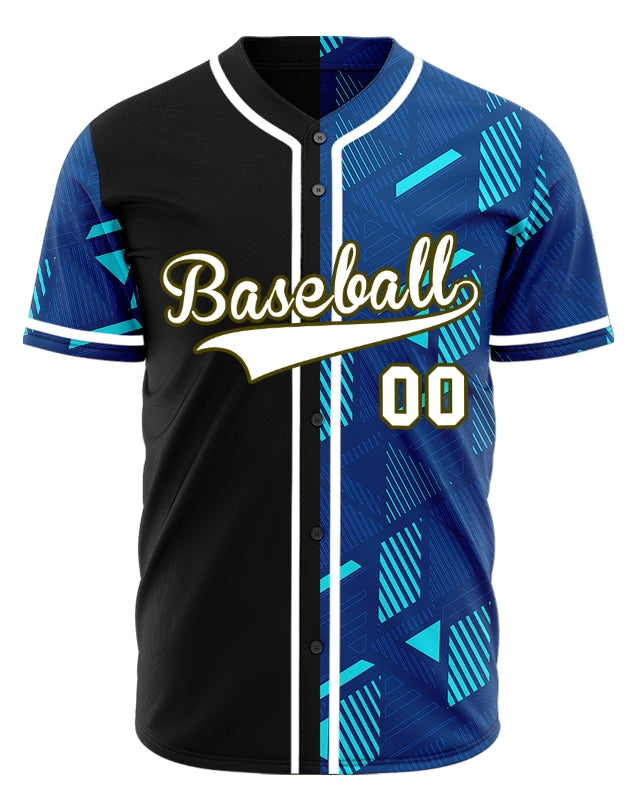 Custom Light Blue Parallelogram Half Baseball Jersey