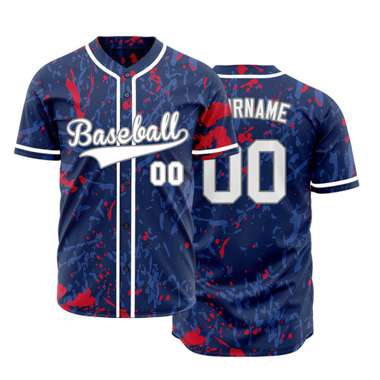 Custom Light Blue Red Ink Baseball Jersey
