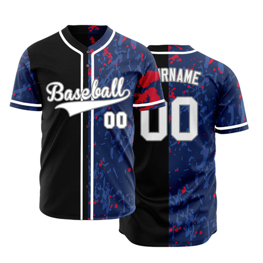 Custom Light Blue Red Ink Half Baseball Jersey