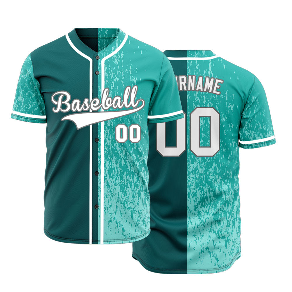 Custom Light Green Broken Half Baseball Jersey