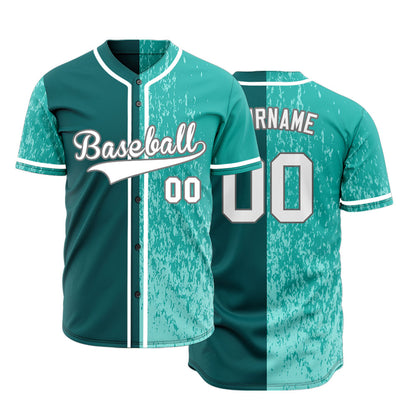 Custom Light Green Broken Half Baseball Jersey