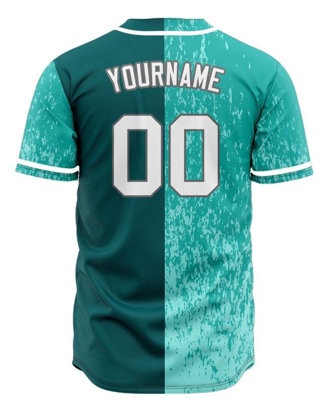 Custom Light Green Broken Half Baseball Jersey