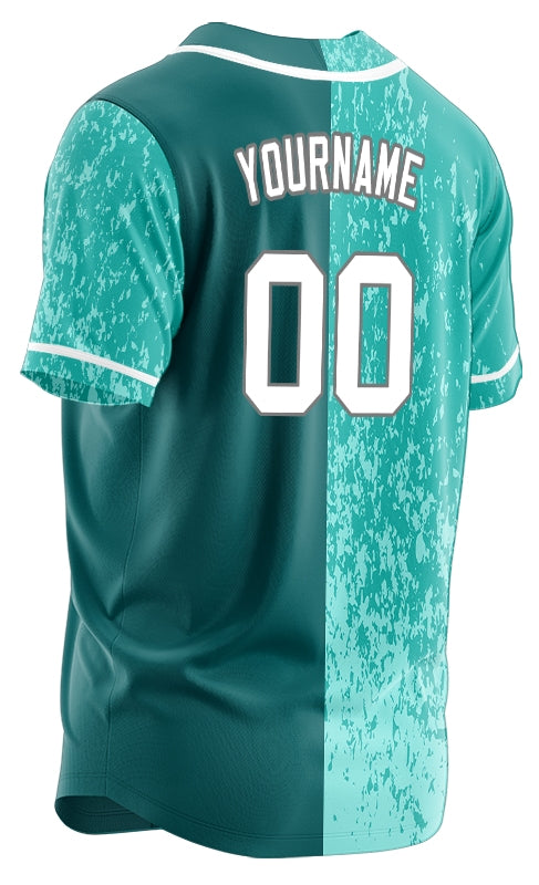 Custom Light Green Broken Half Baseball Jersey