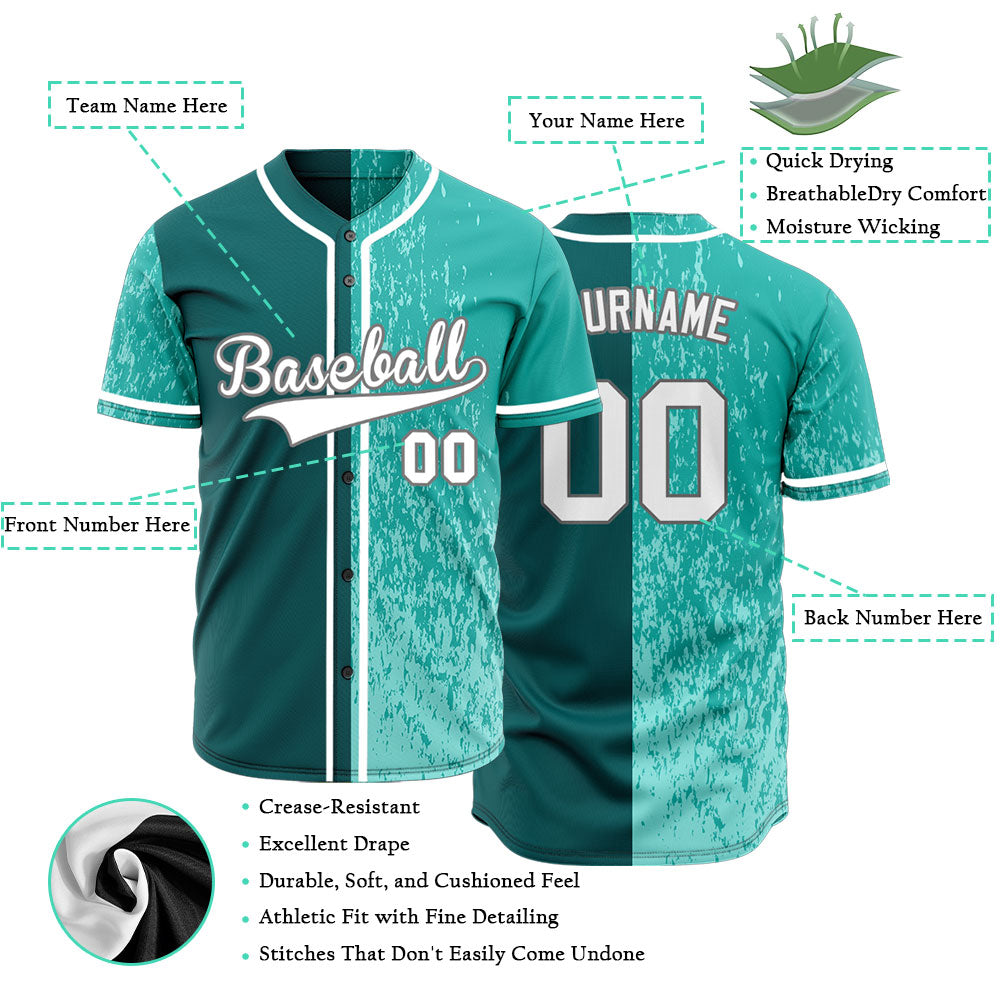Custom Light Green Broken Half Baseball Jersey