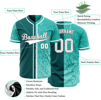 Custom Light Green Broken Half Baseball Jersey